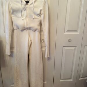 NWT Girl’s Garage Cream Valour Knit Hoodie & Wide-Leg Pants Set